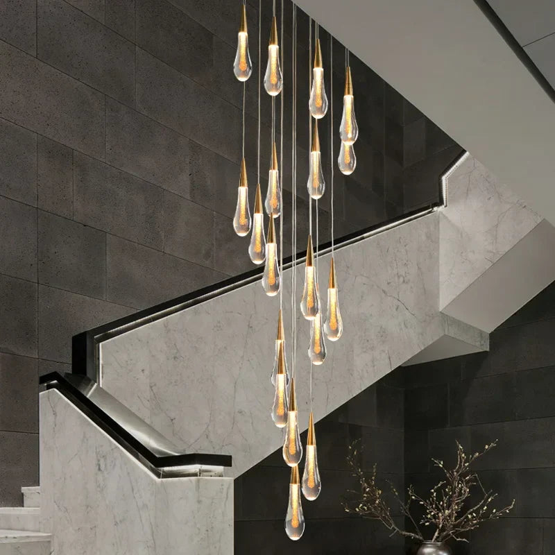 Gold Crystal Staircase Fixture