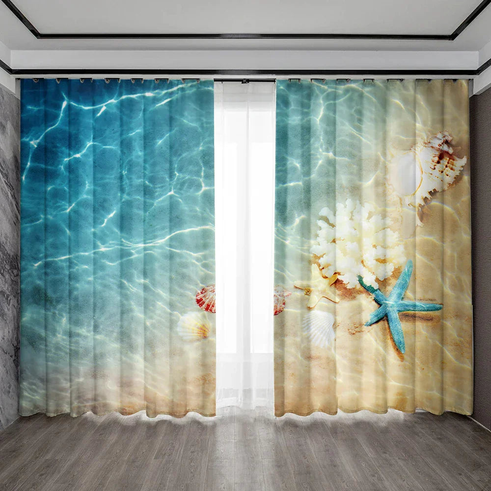 Decobites Ocean Sail & Lighthouse Screen Curtain Set for Kitchen & Coffee Shop