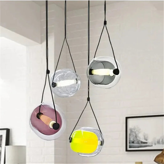DecorBites™ Czech Glass Capsule Pendant Light for Colorful LED Restaurant Bar Chandelier