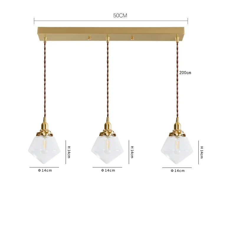 DecorBites™ Clear Glass LED Pendant Light: Modern Copper Hanging Lamp for Home Indoor Decor