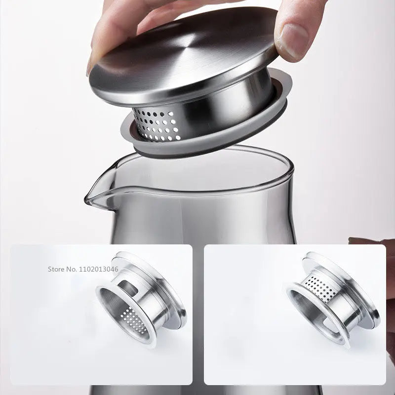 DecorBites™ Gray Glass Water Pitcher Cold Hot Kettle Juice Jug 1900ml