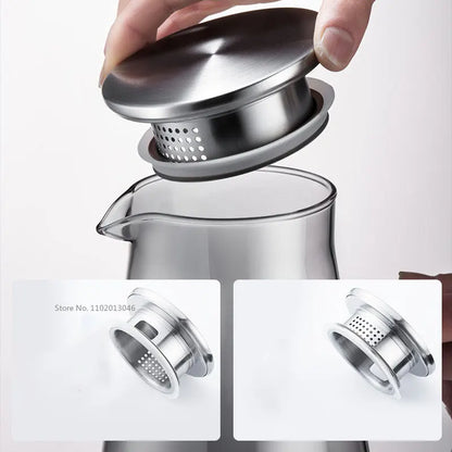 DecorBites™ Gray Glass Water Pitcher Cold Hot Kettle Juice Jug 1900ml