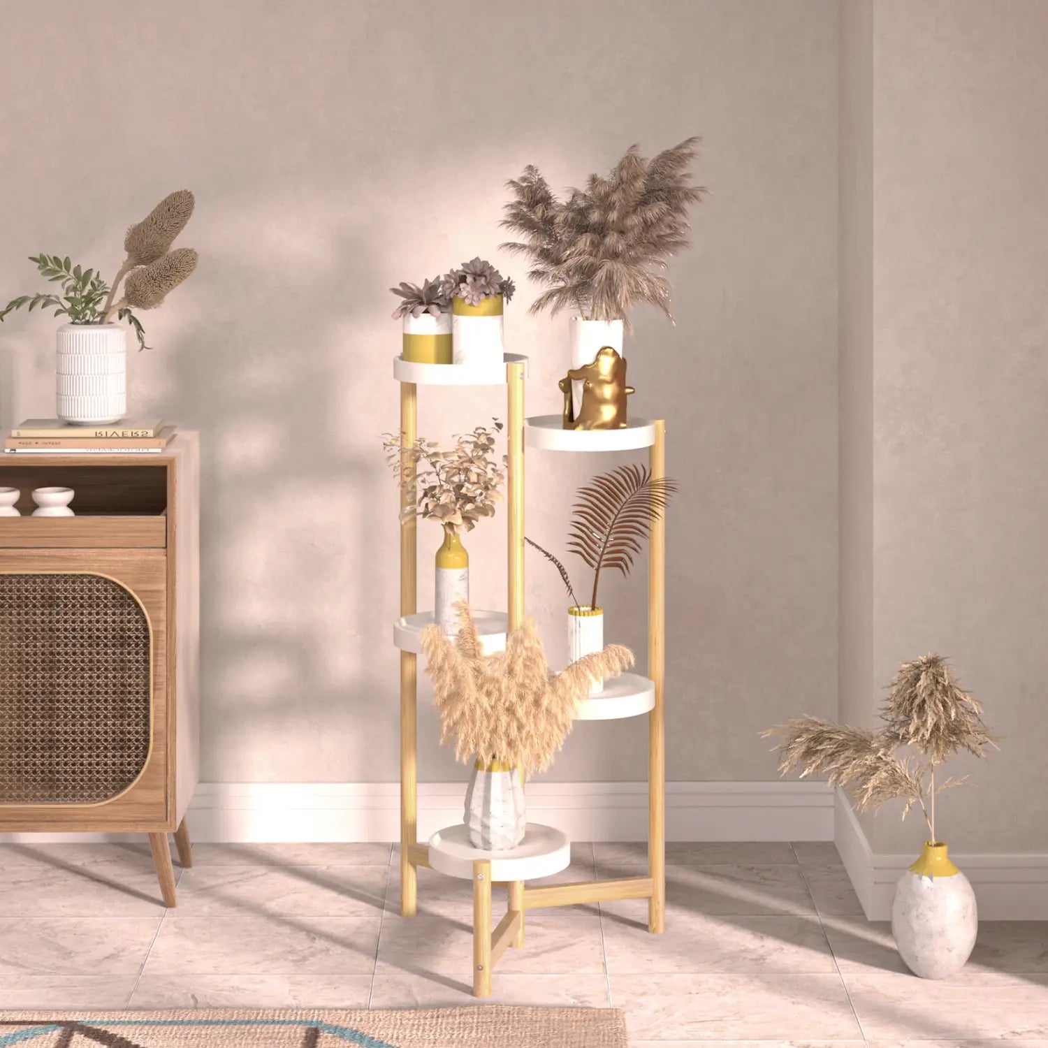 Decorbites™ 5-stufige Bambus-Pflanzenständer für Innen- und Außenbereich