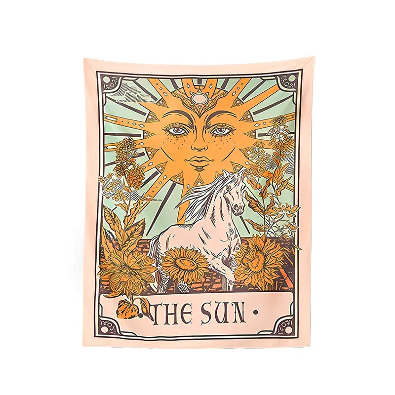 Decobites Sun Moon Butterfly Floral Tarot Tapestry Wall Hanging