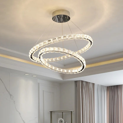 DecorBites™ Crystal Chandelier: Modern Net Red Circle Light for Living Room, Bedroom, Restaurant