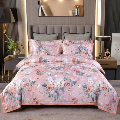 Decobites Vintage Floral Jacquard Cotton Wedding Bedding Set with Duvet Cover, Sheet, Pillowcases