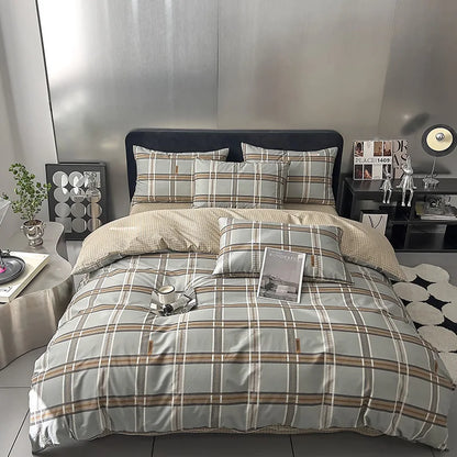 طقم سرير DecorBites™ مطبوع هندسيًا من القطن بنسبة 100% - سرير فردي بمقاس كوين