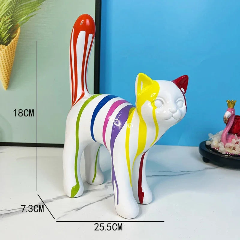 DecorBites™ Graffiti Cat Sculpture Desk Storage Statue Abstract Art Ornament Display