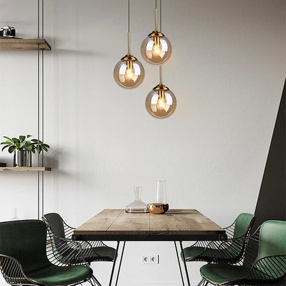 Nordic Glass Pendant Light With Polished Steel Finish