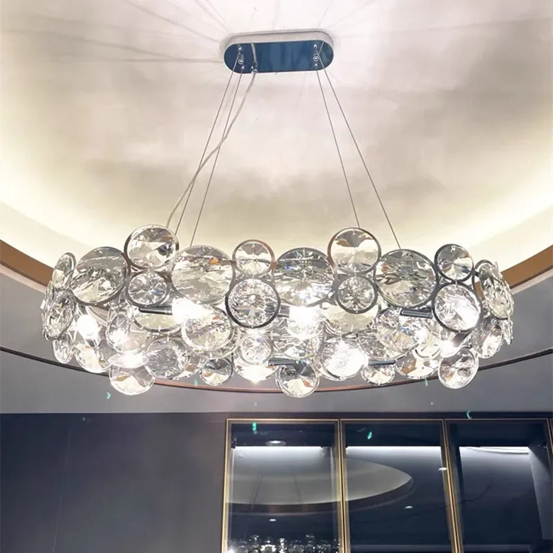 DecorBites™ Crystal LED Chandelier: Modern Nordic Style Luxury Pendant Light for Living, Bedroom, Dining Room