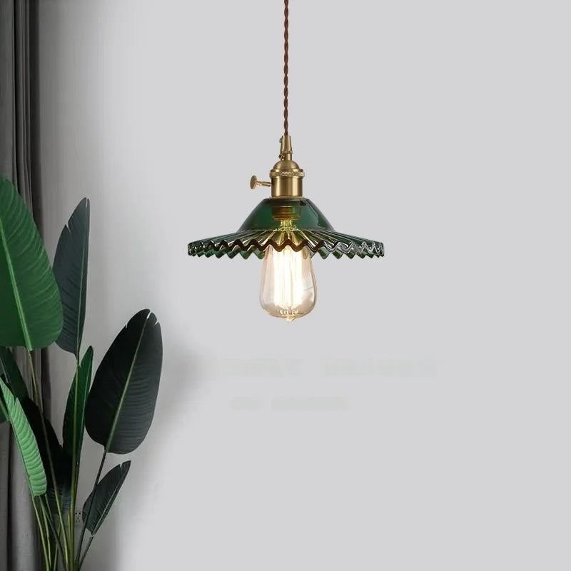 DecorBites™ Green Glass LED Pendant Lights - Nordic Minimalist Style for Bedroom, Living Room