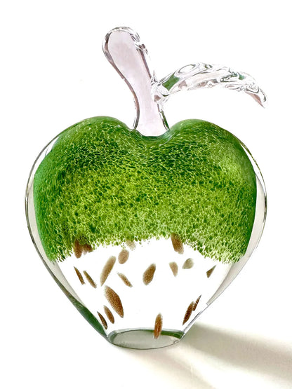 DecorBites™ Crystal Glass Apple Paperweight: Modern Office Desktop Decor & Gift.
