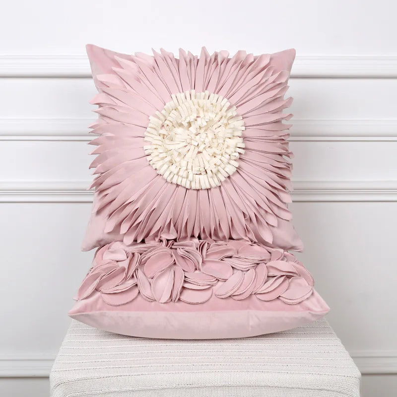 DecorBites™ Daisy Sunflower Plush Pillowcase 3D Floral Velvet Cushion Cover Home Decor