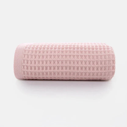 طقم مناشف حمام قطنية من DecorBites™ بتصميم الوافل للكبار والصغار - 70*140 سم و34*74 سم