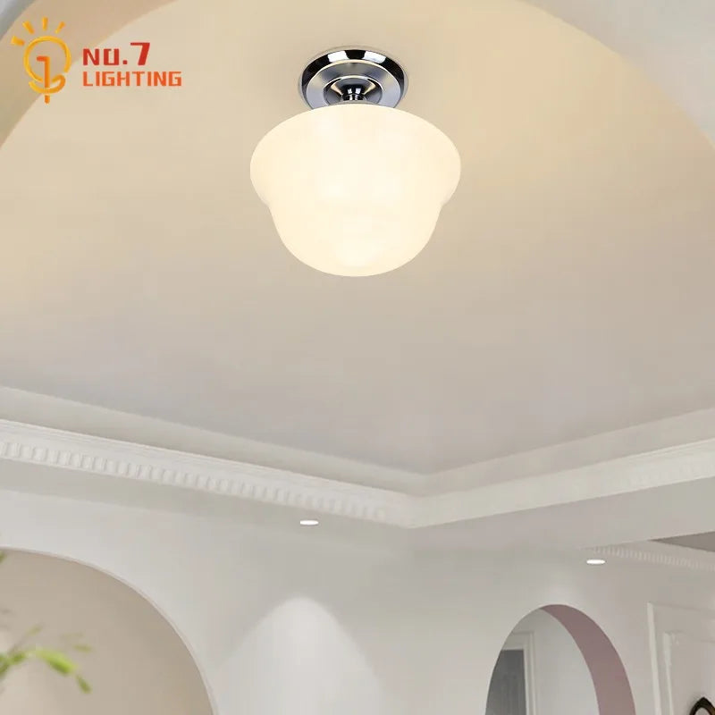 Lámpara colgante DecorBites™ de cristal color crema con casquillo LED E27, estilo retro, ideal para dormitorio, cocina o restaurante.