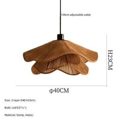 DecorBites™ Japanese Hemp Knit Pendant Light E27 LED Lamp - Nordic Wabi Sabi Style
