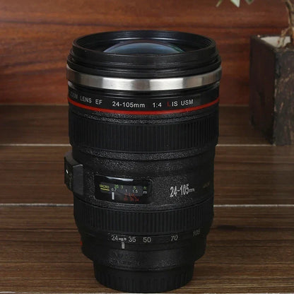 DecorBites™ Camera Lens Cup: Electric Self Stirring Coffee Mug, 300ml