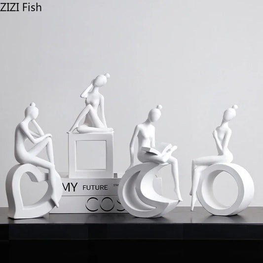 Escultura de figuras abstractas, minimalismo moderno, decoración de habitaciones, artesanías, estética DecorBites™