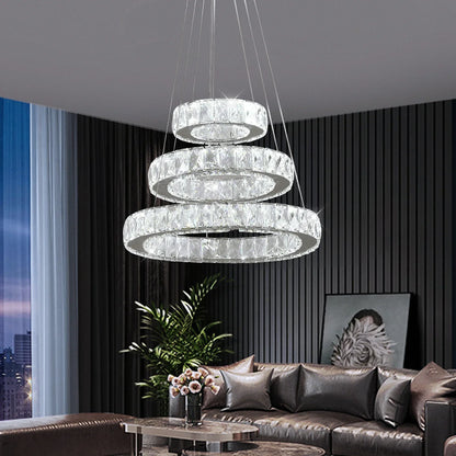 DecorBites™ Crystal LED Chandelier: Modern Pendant Light for Luxury Home Decor and Living Room