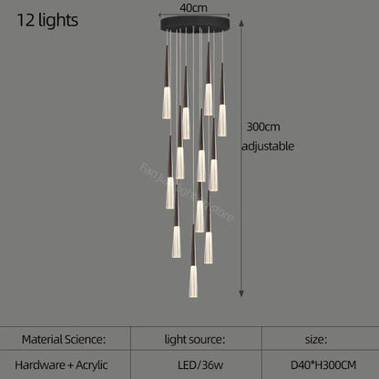 DecorBites™ مصباح مخروطي أكريليك معلق لسلالم الفيلا والمطبخ والمطعم.