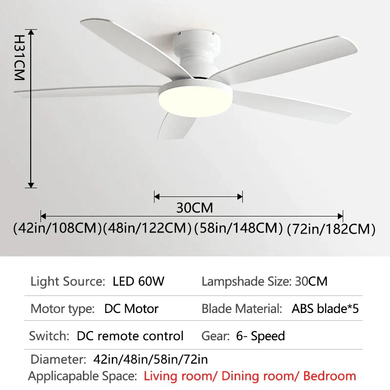 ثريا DecorBites™ منخفضة الإضاءة مقاس 72 بوصة مزودة بمروحة أرضية 2023 لغرفة المعيشة ومروحة سقف للرياح القوية