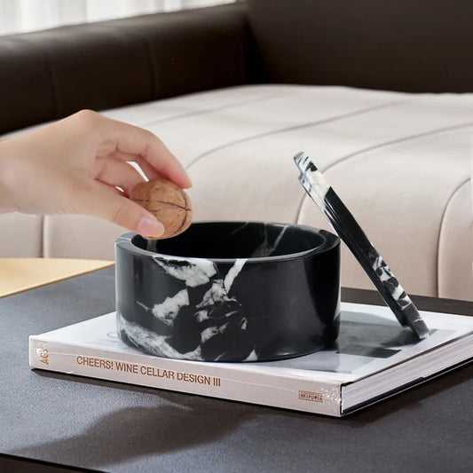 DecorBites™ Grand Antique Marble Stone Storage Jar Luxury Box