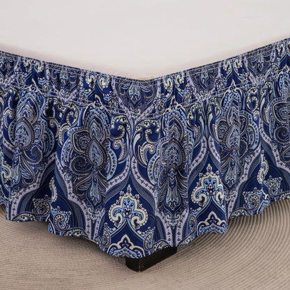 DecorBites™ Elastic Band Diamond Lattice Ruffled Bed Skirt for Queen Size Mattress