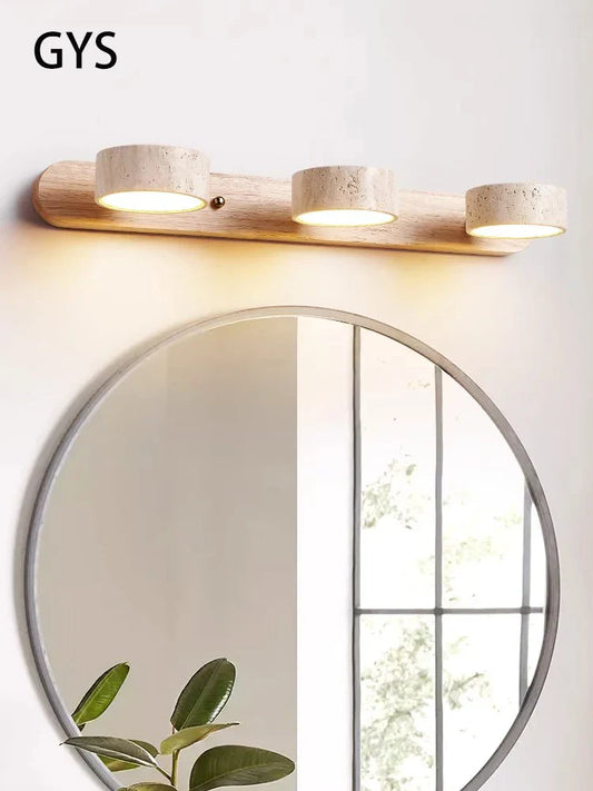 DecorBites™ Japanese Retro Stone Wall Mirror Light for Bathroom and Dressing Table