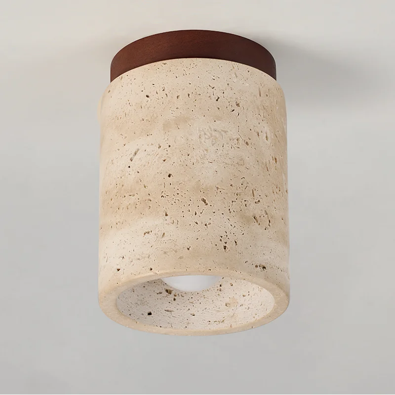 DecorBites™ LED Travertine Wood Ceiling Light Fixture - Modern Nordic Restaurant Balcony Lamp