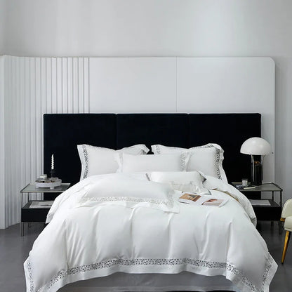 DecorBites™ 1200TC Egyptian Cotton Bedding Set with Hollow Lace Broad Side