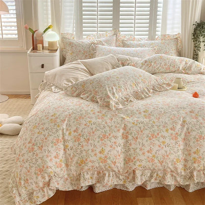 Decobites Floral Princess 100% Cotton Duvet Set for Queen Size Bed