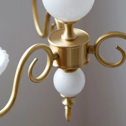 Lámpara de araña LED blanca crema DecorBites™, lámpara colgante retro de cobre para decoración del hogar