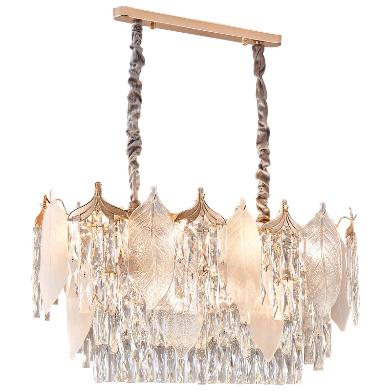 DecorBites™ Crystal Leaves Chandelier: Elegant Postmodern Lighting for Living Room, Dining Room, Bedroom