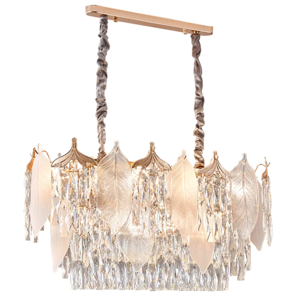 DecorBites™ Crystal Leaves Chandelier: Elegant Postmodern Lighting for Living Room, Dining Room, Bedroom
