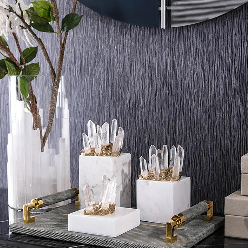 DecorBites™ Crystal Stone Marble Entrance TV Cabinet Club Soft Decoration