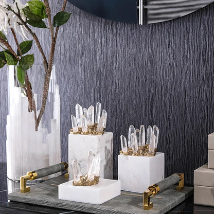 DecorBites™ Crystal Stone Marble Entrance TV Cabinet Club Soft Decoration