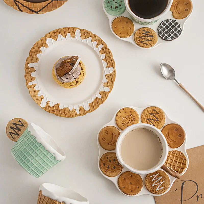 Juego de vajilla de cerámica DecorBites™ Creative Biscuit para aperitivos, postres y café