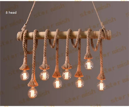 DecorBites™ Bamboo Hemp Rope Pendant Lights | Retro Restaurant Bar Decor Hanging Lamps
