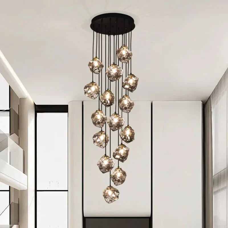 Black Modern LED Chandelier 19-Head Smoky Grey