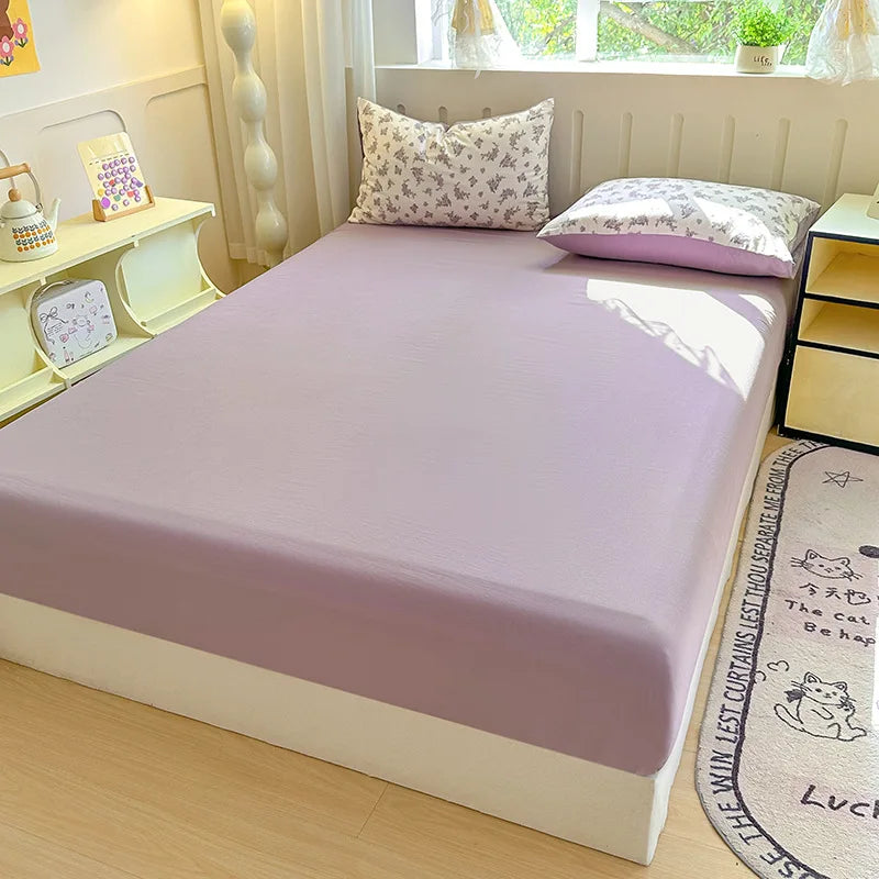 DecorBites™ Double Bed Elastic Fitted Sheet - Dust-Proof Microfiber Mattress Cover