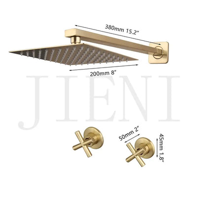 مجموعة صنبور دش مطري دائري من نحاس عتيق من DecorBites™ مثبت على الحائط مع مقبضين