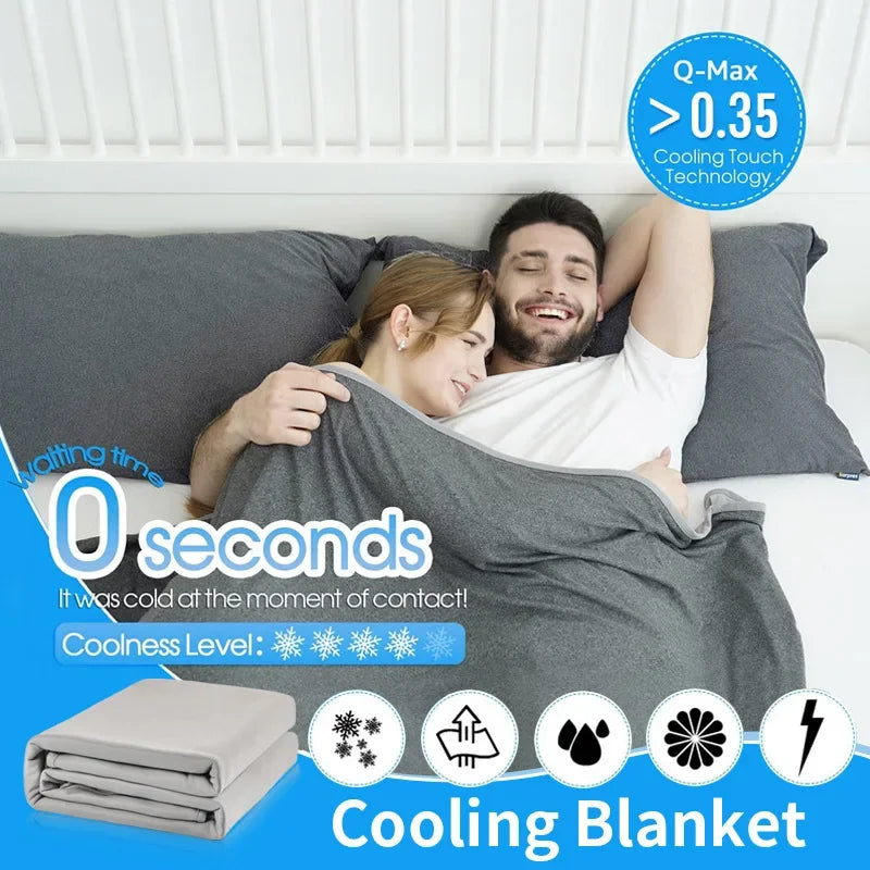 Decobites Flannel & Ice Fiber Cooling Blanket: Dual Purpose Thin Blanket