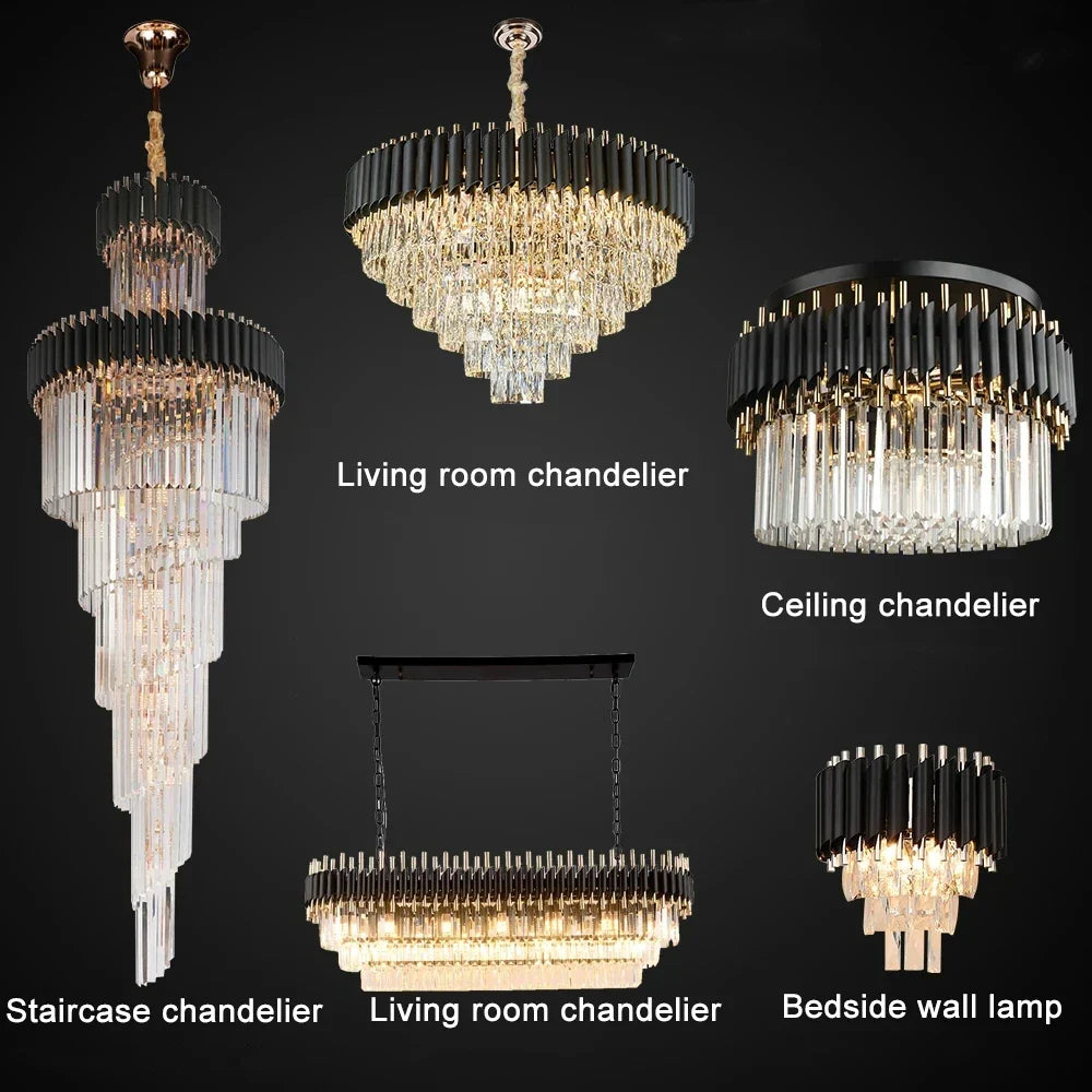 Lámpara de techo de cristal negro Oro Decorbites™ – Lámparas colgantes redondas LED modernas para cocina