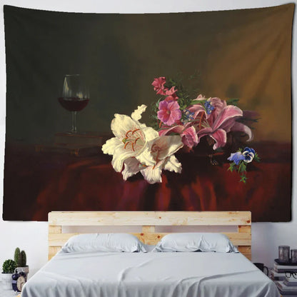 Decobites Flower & Fruit Oil Painting Tapestry Wall Hanging for Bedroom & Living Room