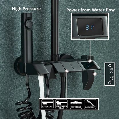 DecorBites™ Digital Rainfall Shower System Mixer Set 4-way Bathroom Faucets Kit