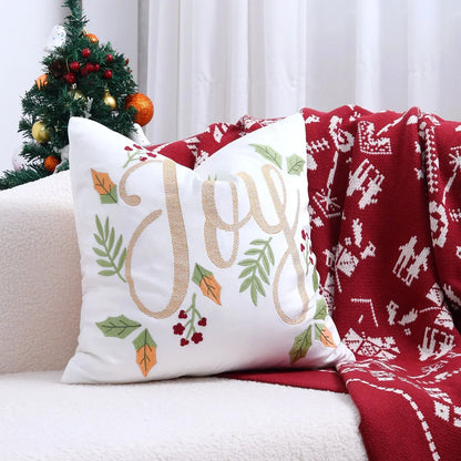 DecorBites™ Christmas Tree Embroidered Cushion Cover - Festive Decor Pillow Cover