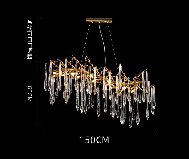 Lámpara de Araña de Rama LED Oro Decorbites™ para Sala de Estar, Dormitorio, Hotel - Luz Colgante de Aluminio de Lujo Moderno