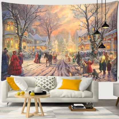 Decobites Snowy Christmas Landscape Oil Painting Wall Hanging/Home Decor