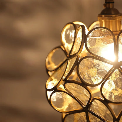 DecorBites™ Glass Petal Pendant Light: Handmade Modern Flower Stained Lamp for Bedroom & Living Room