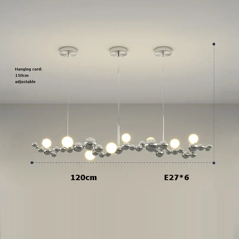 DecorBites™ Designer Molecule Chandelier: LED Dimmable Chrome Gold Lighting 2025 Trend